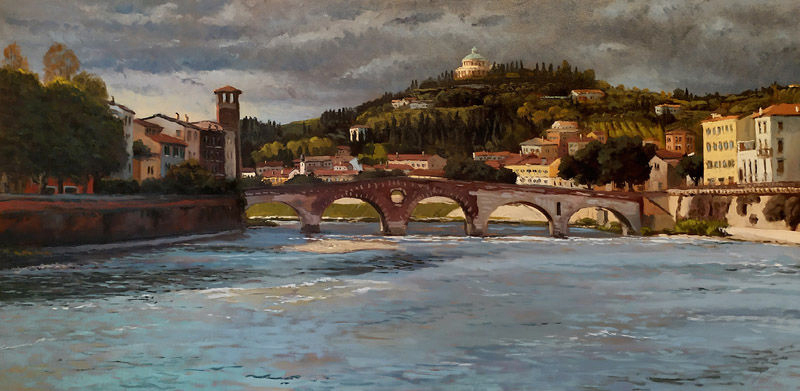 Kunstmaler pittore painter dipinto Gemälde Verona Ponte Pietra