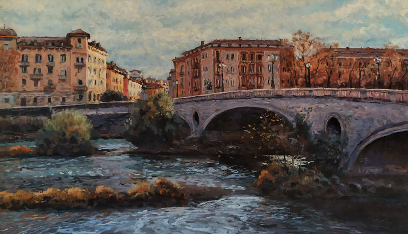 Verona pittore painter dipinto Ponte della vittoria
