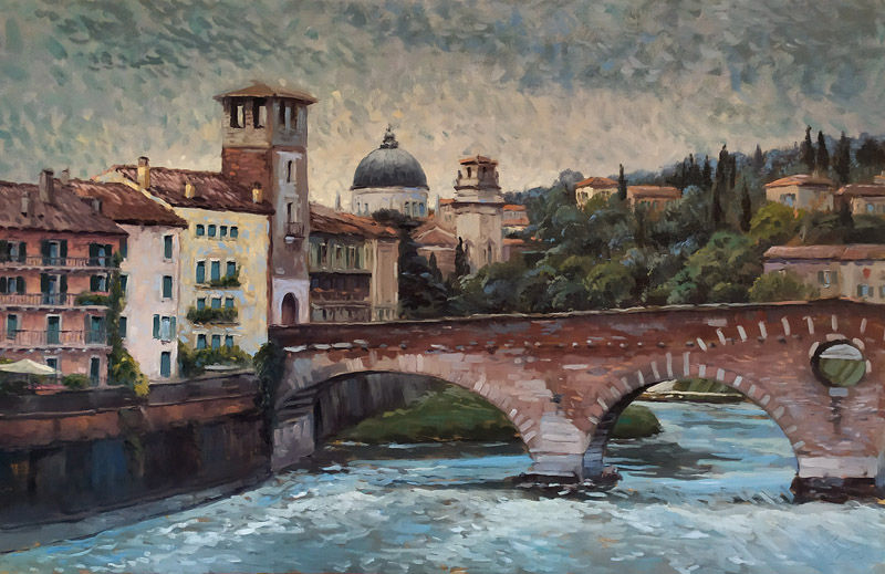 Verona pittore painter dipinto Ponte Pietra