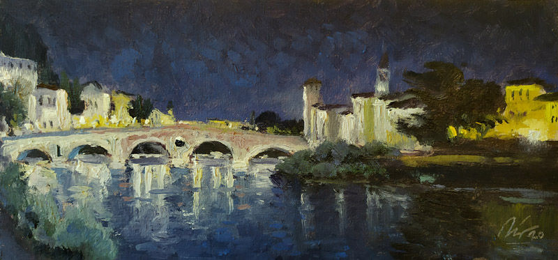 Verona Ponte Pietra Kunstmaler pittore painter dipinto Gemälde 