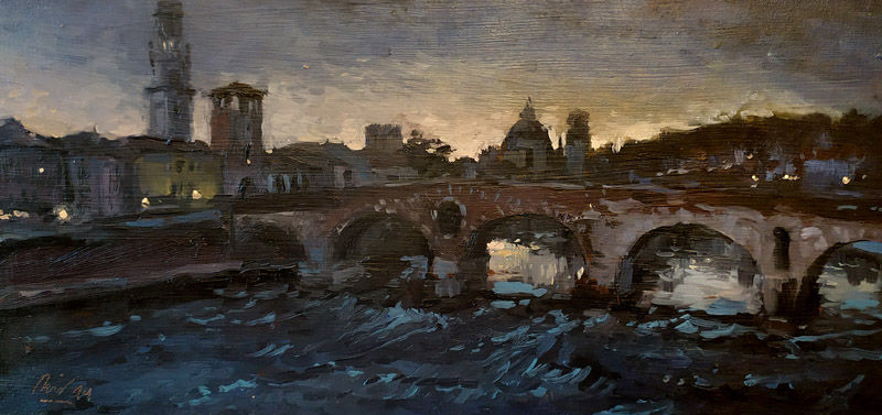 Verona Ponte Pietra Kunstmaler pittore painter dipinto Gemälde 