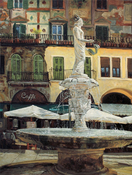 Verona pittore painter dipinto Piazza Erbe