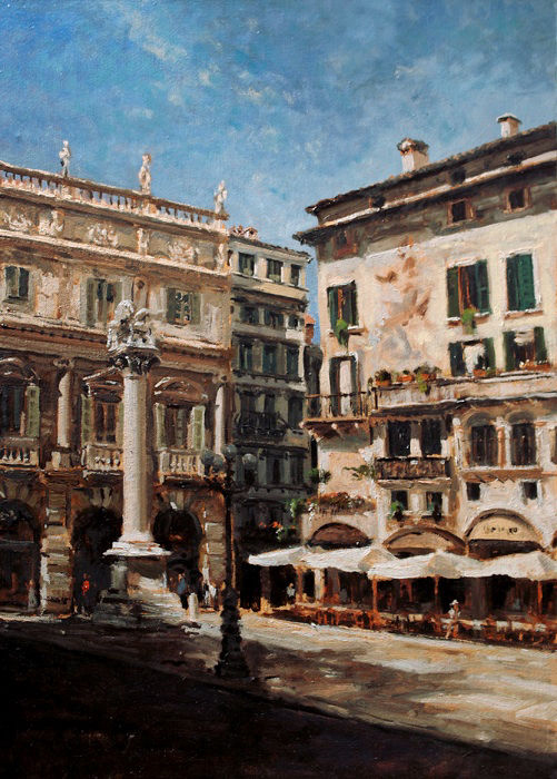 Verona pittore painter dipinto Piazza Erbe