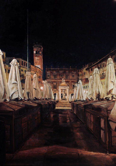 Verona Piazza Erbe Kunstmaler pittore painter dipinto Gemälde 