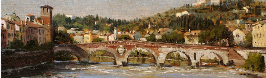 Verona Ponte Pietra Kunstmaler pittore painter dipinto Gemälde 