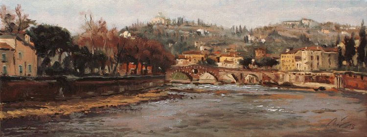 Verona Ponte Pietra Kunstmaler pittore painter dipinto Gemälde 
