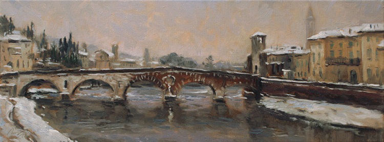 Verona Ponte Pietra Kunstmaler pittore painter dipinto Gemälde 